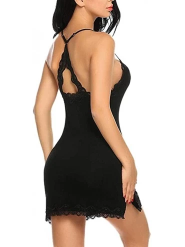 Sets Bodysuit for Women Wear-Fashion Sexy Lace Lingerie Nightwear Underwear Robe Babydoll Sleepwear - Black - C618ZWEA430 $11.59