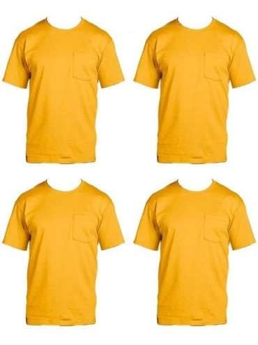 Undershirts Men's 4-Pack Pocket Crew-Neck T-Shirt - Colors May Vary - Gold - CV12EWQX63H $45.79