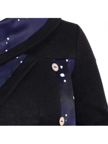 Robes Top Women's Cowl Neck Plaid Button Irregular Hem Patchwork Tartan Sweatshirt Pullover Front Split Tunic Shirt - Galaxy ...