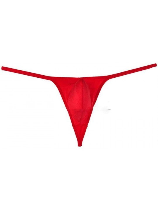 G-Strings & Thongs Men Smooth & Soft Spandex Bulge Pouch Bikini Thongs Underwear Elastic Skin Tanga Super Sexy T-Back - Red -...