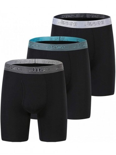 Boxer Briefs Men's Underwear Comfort Soft Bamboo Long Boxer Briefs - Mf412-black - CL18LRTO5AG $52.75
