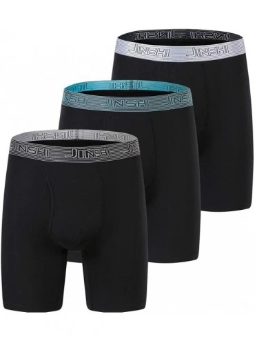 Boxer Briefs Men's Underwear Comfort Soft Bamboo Long Boxer Briefs - Mf412-black - CL18LRTO5AG $50.77