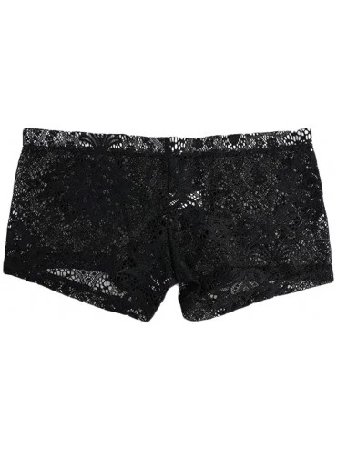 Boxer Briefs Fashion Mens Boxer Underpants Sexy Briefs Shorts Underwear Lace Underpanties - Black - CN18W6Q9G3Z $18.42