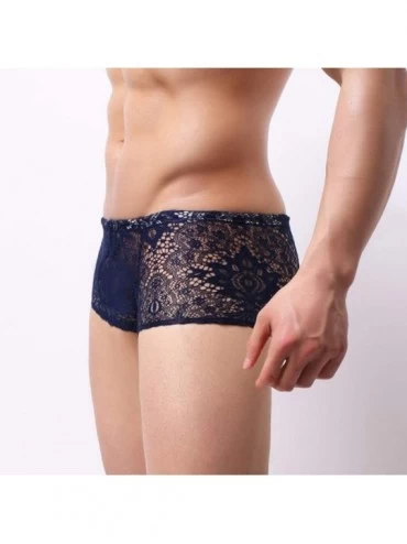 Boxer Briefs Fashion Mens Boxer Underpants Sexy Briefs Shorts Underwear Lace Underpanties - Black - CN18W6Q9G3Z $8.73