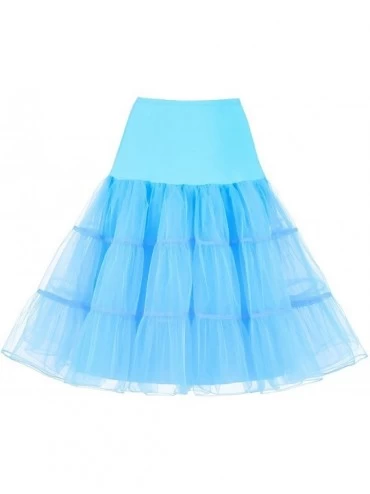Slips Women's Vintage 50s Rockabilly Petticoat Tutu Skirt 25" Length Crinoline Underskirt(FBA) - Sky Blue - CT17YXDRW3Y $34.51