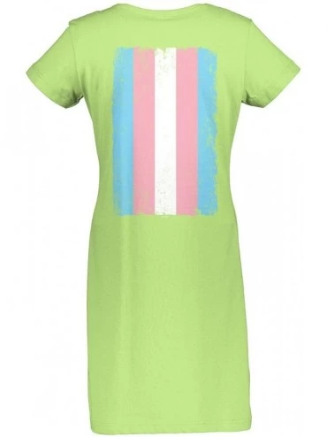 Nightgowns & Sleepshirts Distressed Transgender Flag - LGBT Support Ladies Dress - Light Green - Back Print - CM18XI56CD6 $44.78