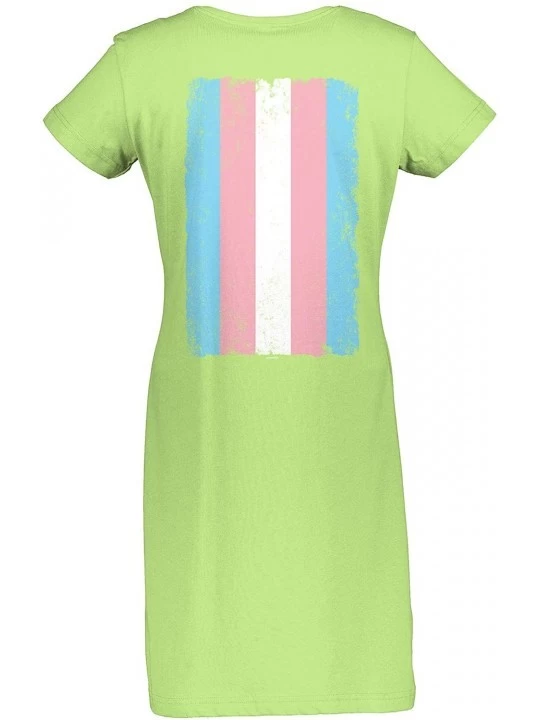 Nightgowns & Sleepshirts Distressed Transgender Flag - LGBT Support Ladies Dress - Light Green - Back Print - CM18XI56CD6 $22.98