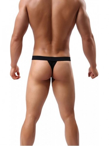 G-Strings & Thongs Men's Thongs Underwear Micro Mesh Stretch Thong T-Back Men's Briefs Pack Soft Bulge Bikini - 3-pack-black ...