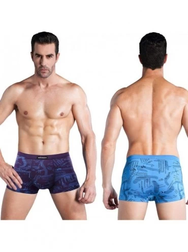 Boxer Briefs Men's Breathable Modal Microfiber Trunks Underwear Covered Band Multipack - 1401-4p-print Design - CM18N95Y33A $...