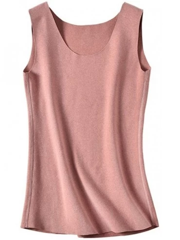 Thermal Underwear Women's Heated Thermal Vest Underwear Sleeveless Tank Top Vest T-Shirt - Nude Pink - CV194GQTLE6 $28.36