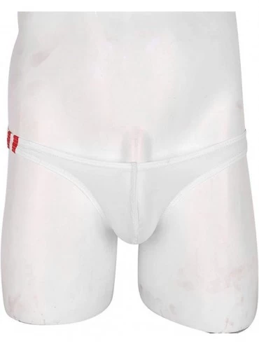 Briefs Mens Sexy T-Back Thong Underwear Soft Ice Silk Low Rise Seamless Breathable Jockstrap Bulge Pouch Bikini Briefs - Whit...