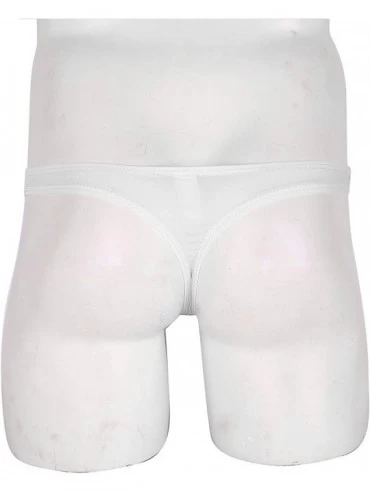 Briefs Mens Sexy T-Back Thong Underwear Soft Ice Silk Low Rise Seamless Breathable Jockstrap Bulge Pouch Bikini Briefs - Whit...