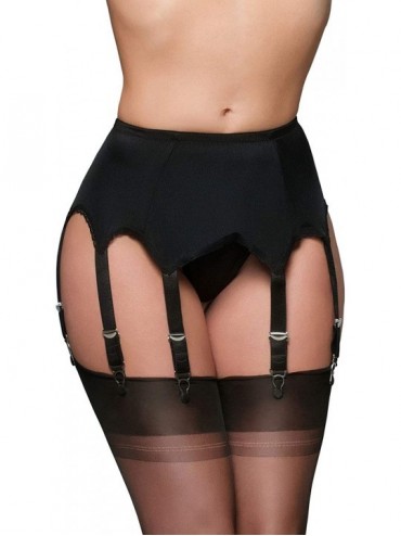 Garters & Garter Belts Women's Garter Belt 8 Strap Suspender Belt - Black - CF18KILAXEN $65.99