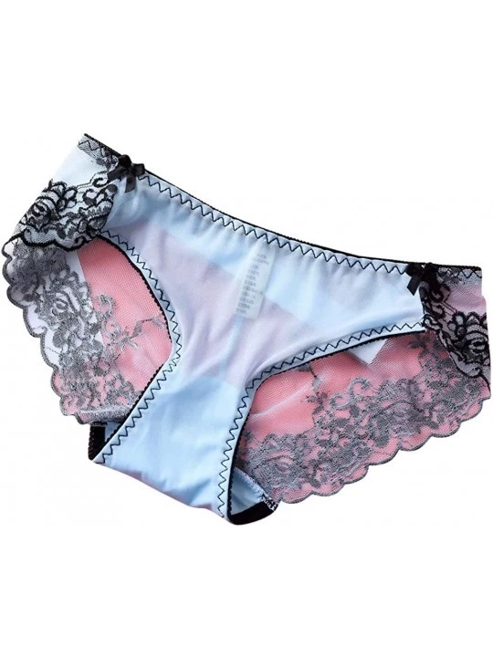 Garters & Garter Belts Women's Underwear Sexy Lace Embroidery Bikini Panties Silky Comfy Lace Panties - Blue - CV196RITH6W $1...