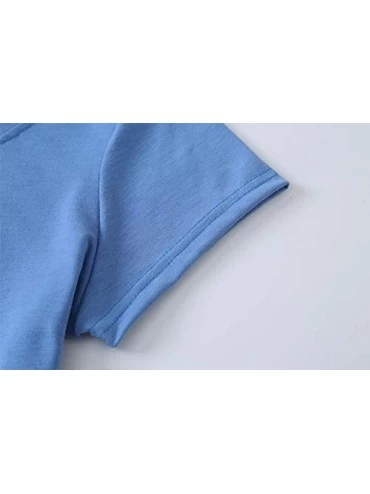 Sets Women's Capri Pajama Sets Plus Size Sleepwear Top with Capri Pants 2 Piece Sleep Set - Blue - C5190L0KOZH $18.86