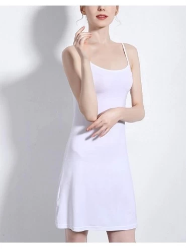 Nightgowns & Sleepshirts Women's Full Slip Dress Soft Cotton Cami Sleepwear Spaghetti Strap Seamless Under Dress Basic Chemis...