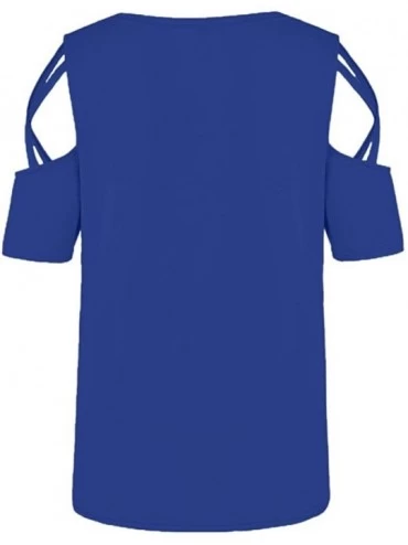 Shapewear Anniversary Celebration Women Tops Shirt Summer Women's Lady Loose V Neck Casual Blouse Shirt Tops - Xb-blue - CQ18...