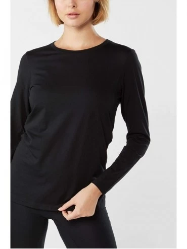 Tops Womens Long-Sleeved Ultrafresh Supima Cotton Jumper - Black - 019 - Black - CS1928MQKRZ $31.68
