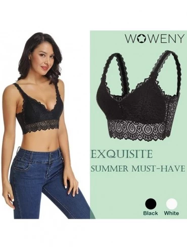 Camisoles & Tanks Lace Floral Half Camisole Padded Bra Sexy Spaghetti Strap Bra Top V-Neck Bustier Crop Top - Deep-v Black - ...