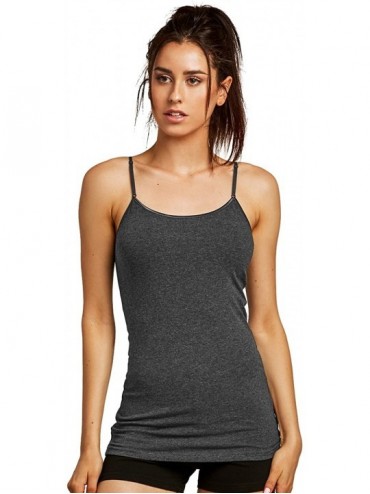 Camisoles & Tanks Camisole - Women's Fitted Cotton Camisole (2 Pack) - Charcoal (2pk) - CB18E94E98D $20.61