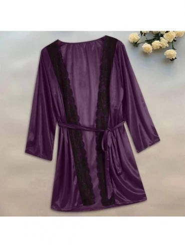 Camisoles & Tanks Sexy Ladies lace Underwear Pajamas Belt Home Casual Nightgown - Purple - CJ1992Q7UTG $11.54