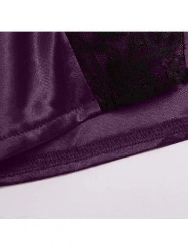 Camisoles & Tanks Sexy Ladies lace Underwear Pajamas Belt Home Casual Nightgown - Purple - CJ1992Q7UTG $11.54