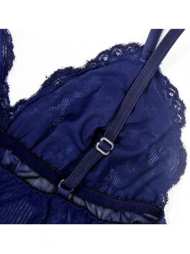 Garters & Garter Belts Women Lingerie Sexy Lace Bodysuit Teddy Nightwear Chemise with Garter Belts Lace Babydoll Plus Size Sl...