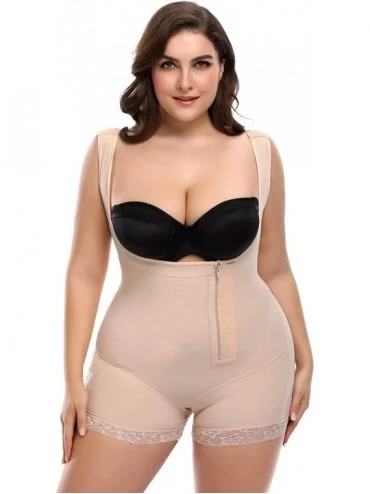 Shapewear Women Full Body Shaper Plus Size Tummy Control Shapewear Seamless Slimming Underwear Bodysuit - Beige - CA18L2C905Z...