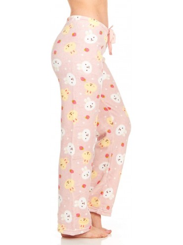 Bottoms Women's Super-Soft Plush Fleece Pajama Bottoms/Printed Lounge Pants - Pink Yellow Bears - CU18N8YL8EX $25.94
