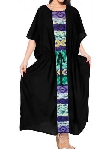 Nightgowns & Sleepshirts Women's Long Caftan Swimsuit Cover Ups Night Casual Dress Drawstring A - Black_b382 - C218R8OIDQO $2...