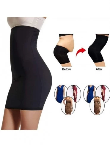 Shapewear Half Slips for Women Under Dresses High Waist Tummy Control Shapewear Dress Slip Body Shaper Skirt - Black-1 - CB18...