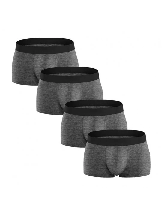 Boxer Briefs Men's Cotton 4-Pack Boxer Briefs Underwear Multi Color Soft Underpant Gray - Gray - CQ18SY43CYZ $8.75