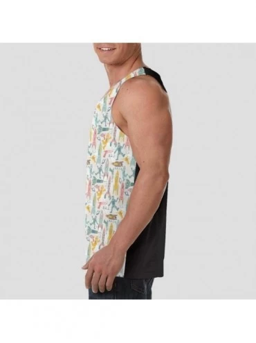 Undershirts Men's Sleeveless Undershirt Summer Sweat Shirt Beachwear - Rocket Man - Black - CB19CIS43LR $22.81