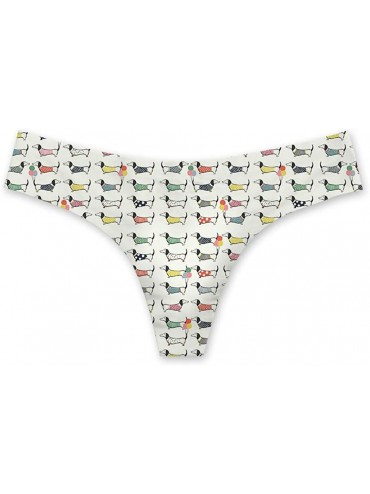 Panties Women Ladies Sexy T-Thong Underwear for Beach Bikini Panty Low-Cut Soft Panties - Dachshund-7 - CM18R3HCDUN $23.21