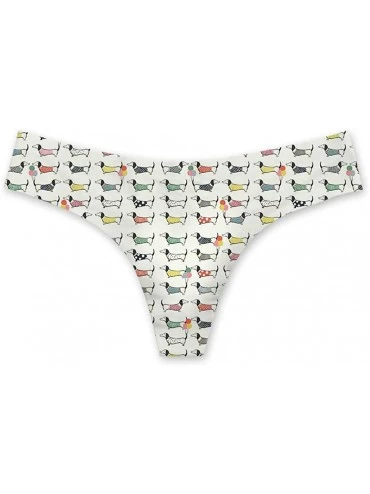 Panties Women Ladies Sexy T-Thong Underwear for Beach Bikini Panty Low-Cut Soft Panties - Dachshund-7 - CM18R3HCDUN $8.93