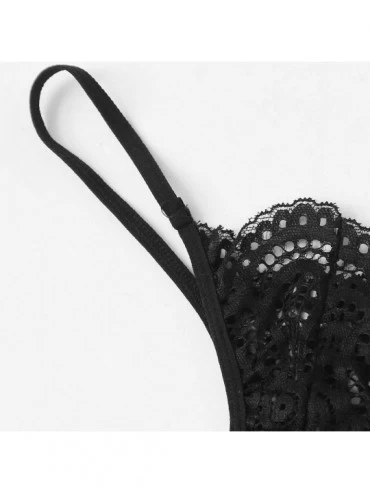 Slips Women Sexy Underwear G-String Thong New Lace Bra Hollow Garter Sleepwear Black Lingerie Set S-XL Embroidered WEI MOLO -...
