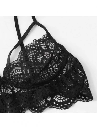 Slips Women Sexy Underwear G-String Thong New Lace Bra Hollow Garter Sleepwear Black Lingerie Set S-XL Embroidered WEI MOLO -...