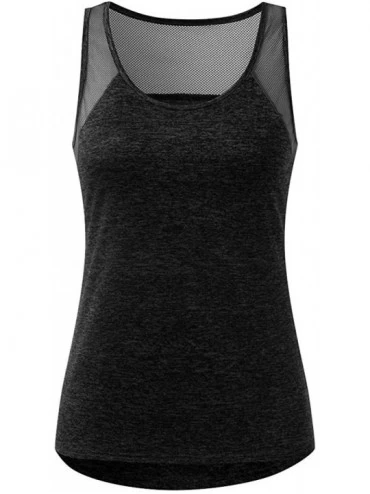 Tops Women Workout Tops Mesh Racerback Tank Yoga Shirts Gym Clothes - Q-black - CR190ZYK2ND $16.06