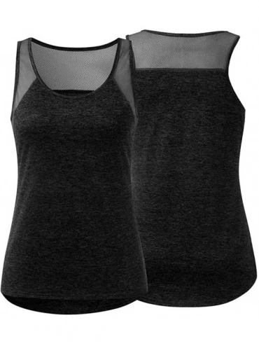 Tops Women Workout Tops Mesh Racerback Tank Yoga Shirts Gym Clothes - Q-black - CR190ZYK2ND $16.06
