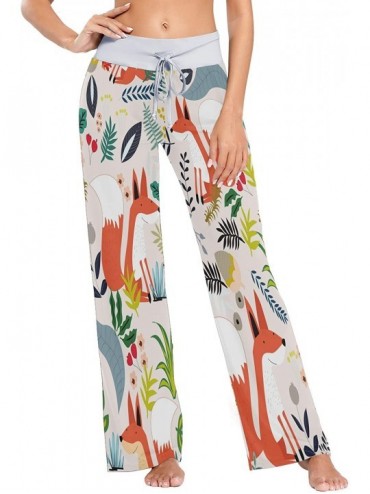 Bottoms Colorful Fox Palm Tree Leaf Women's Pajama Lounge Pants Casual Stretch Pants Wide Leg - C519D45GOX5 $46.40