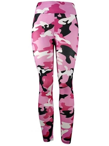 Robes Women's Camouflage Workout Leggings Fitness Sports Running Yoga Athletic Pants - Pink - CD197MKZO3H $17.43