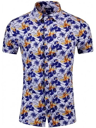Trunks Men's Fashion Leisure Digital Print Stitching Shirt T-Shirt Blouse - Orange - CV195Q8G8DU $37.07