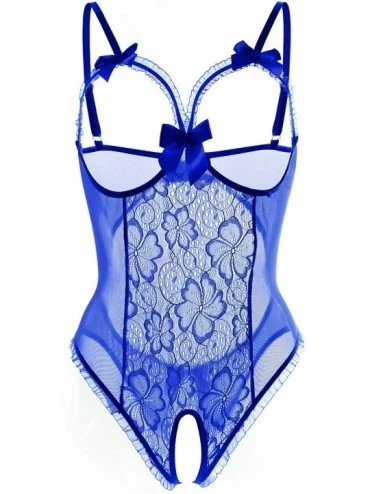 Baby Dolls & Chemises Lingerie for Women Sexy Teddy One-Piece Lace Babydoll Bodysuit Nightie Plus Size - Blue - CO18TDWMQ7M $...
