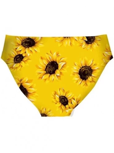 Panties Women's Sunflower Print Breathable Hipster Underwear Brief Cool Strech Comfortable Bikini Panty - Sunflower Yellow - ...
