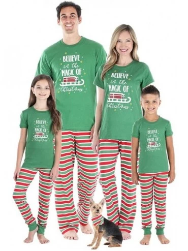 Sleep Sets Holiday Family Matching Pajama PJ Sets- Snowflakes- Santa- Christmas - Green Top-kids - CI18OENSI0E $43.41
