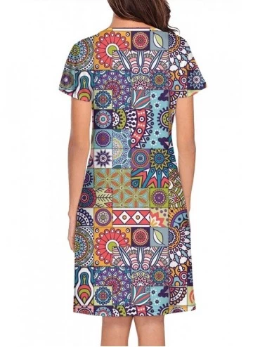 Nightgowns & Sleepshirts Bohemian Style Ornament Pattern Color Womens Loose Spring Polyester Sleepwear Apply to Bedroom Bohem...