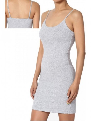 Slips Women Long adjstable Spaghetti Strap Bodycon Full Cami Slip Camisole Under Dress fit Liner Nightgown 3 Length - Grey-ab...