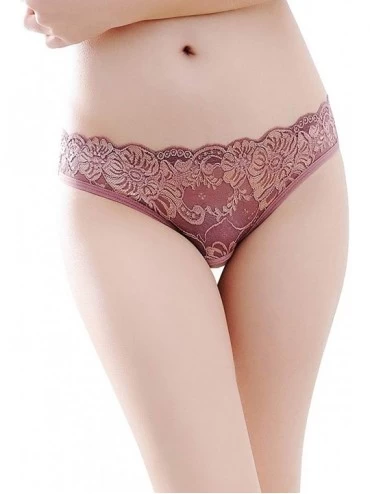 Panties Women Sexy Floral lace Briefs Cute Panties - Coffee - C9194RCKRGC $12.98