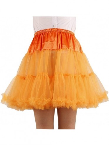 Slips Women's Petticoat Short Puff Princess Layered Skirt Tutu Mini - Orange - C119DYCQ5QS $23.69