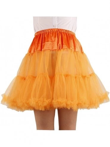 Slips Women's Petticoat Short Puff Princess Layered Skirt Tutu Mini - Orange - C119DYCQ5QS $44.42